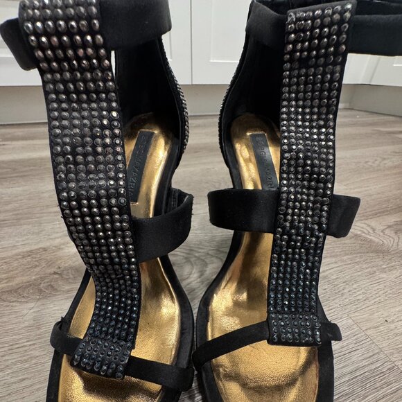 BCBG MAXAZRIA 290 Crystal Gold Dress T-Strap High H Stilletos Women's 6.5 - Picture 10 of 12